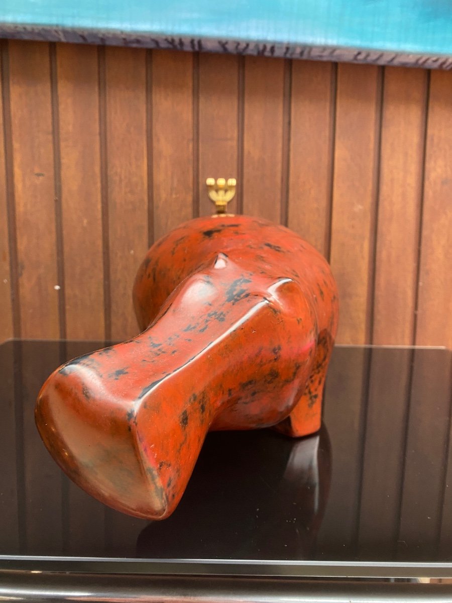 Large Hippo Sculpture Named Goomy In Marble Powder By Philippe Cot, Contemporary Sculptor-photo-2