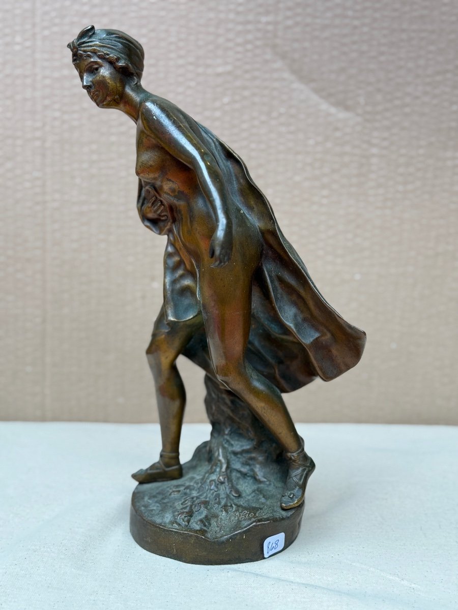 Femme Dénudée En Bronze Signé Gustave Obiols Art Nouveau 1900-photo-2