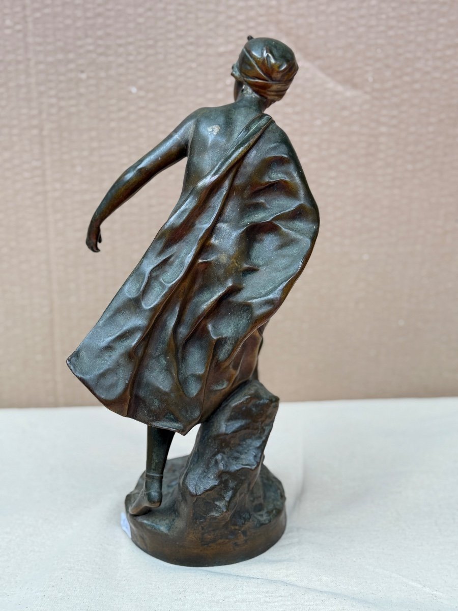 Femme Dénudée En Bronze Signé Gustave Obiols Art Nouveau 1900-photo-3