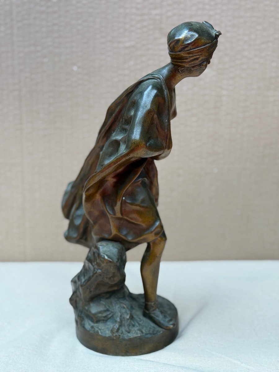 Femme Dénudée En Bronze Signé Gustave Obiols Art Nouveau 1900-photo-4