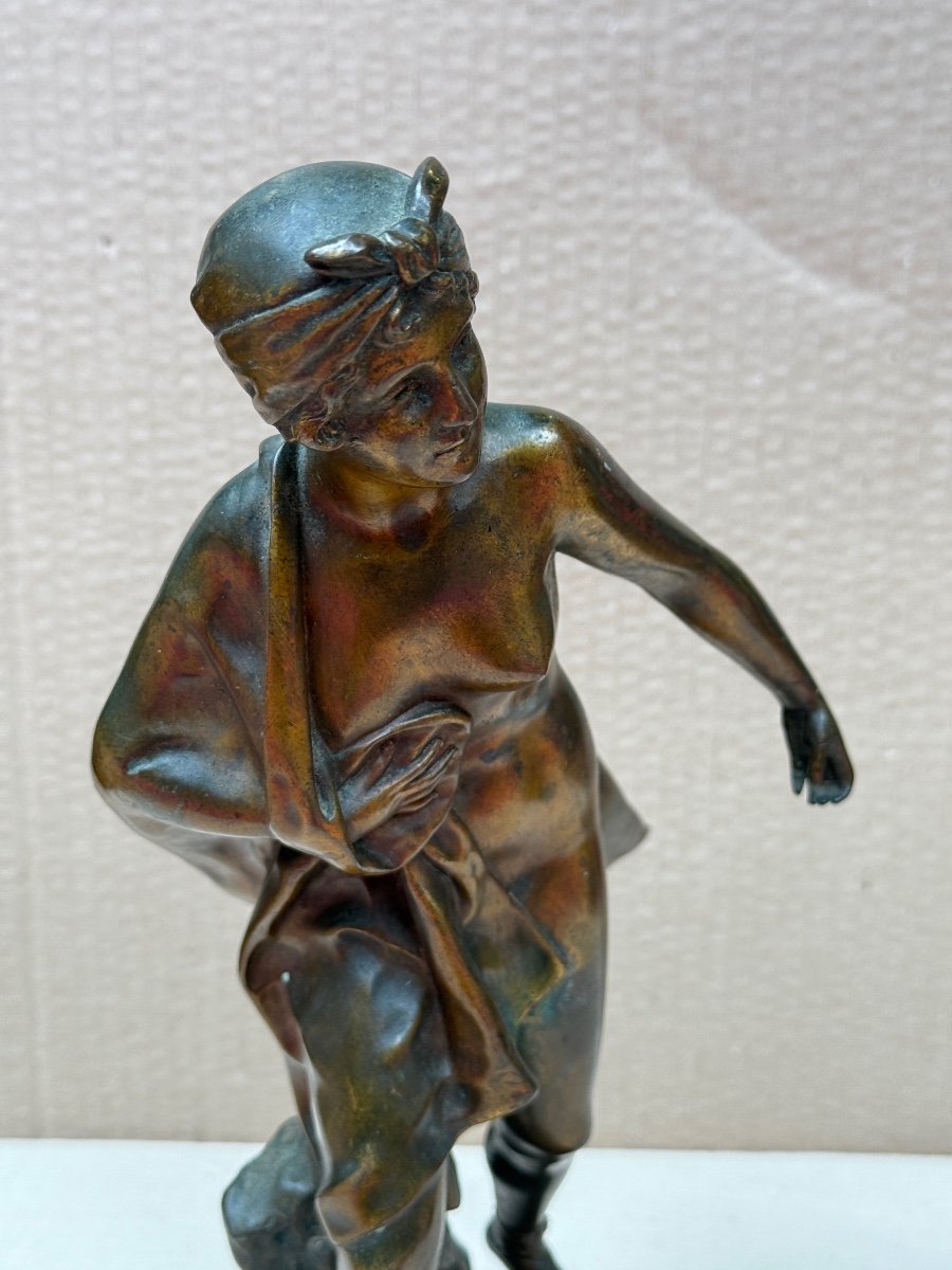 Femme Dénudée En Bronze Signé Gustave Obiols Art Nouveau 1900-photo-1