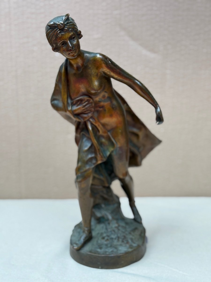 Femme Dénudée En Bronze Signé Gustave Obiols Art Nouveau 1900