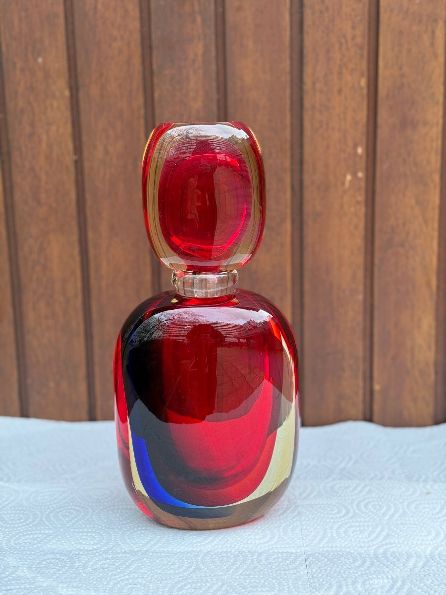 Grand Flacon De Parfum Ou Carafe  Signé Luigi Onesto Murano -photo-2