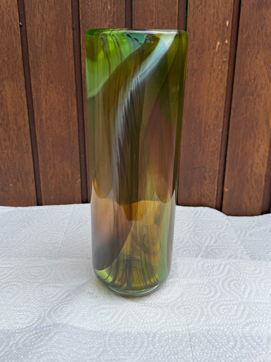 Vase En Verre Signé Nicolas Morin-photo-4