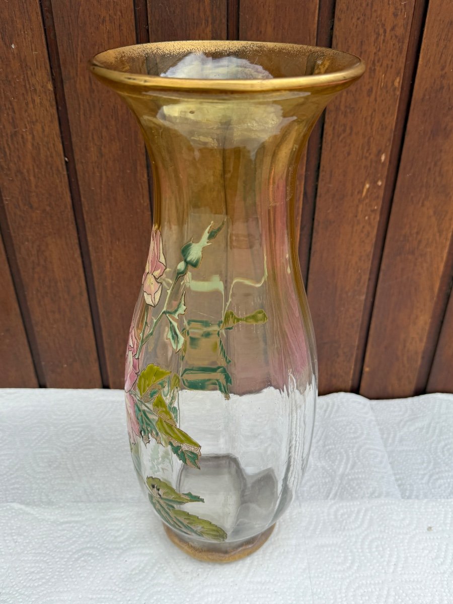 Grand Vase Montjoye Legras émaillé ART NOUVEAU 1900 -photo-3