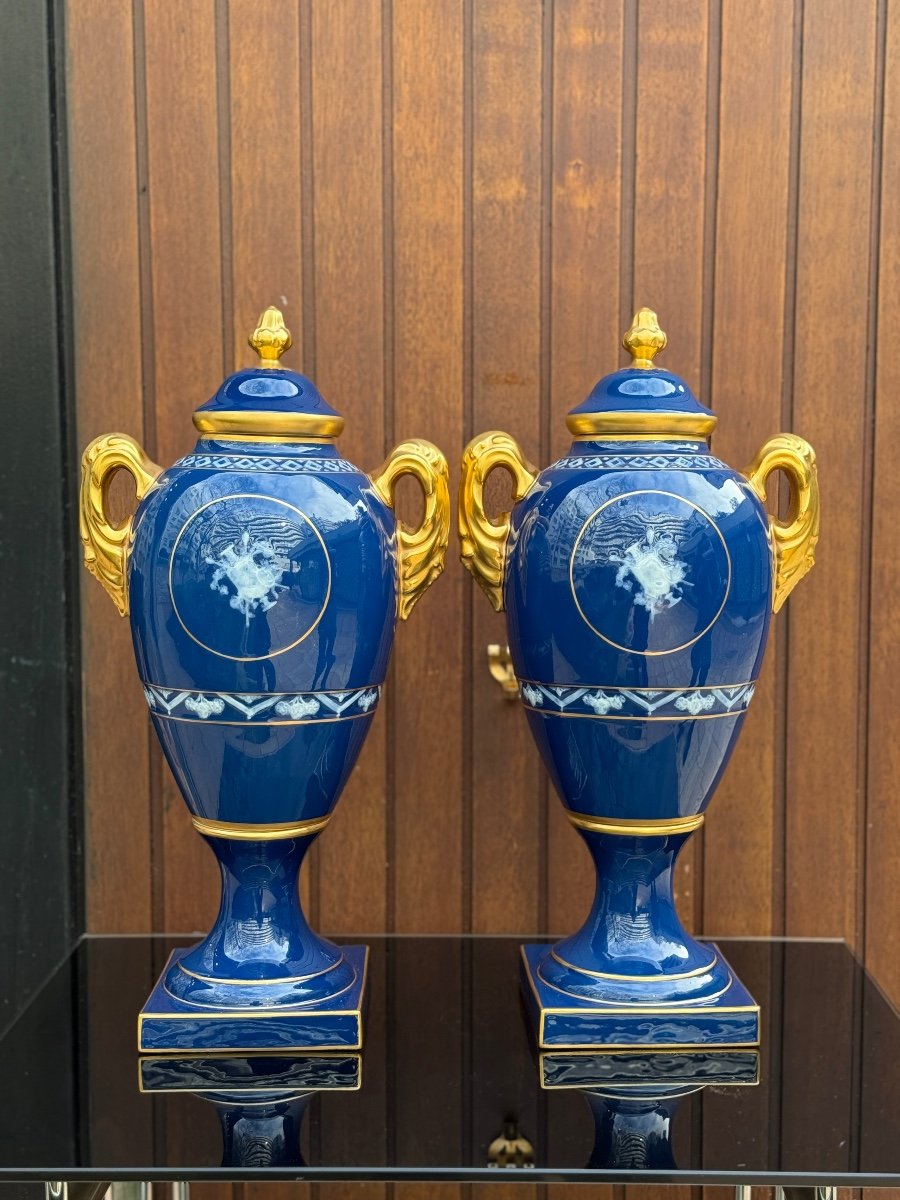 Pair Of Limoges Porcelain Vases 49cm Signed Marcel Chaufriasse 1900 Art Nouveau Barbotine-photo-3