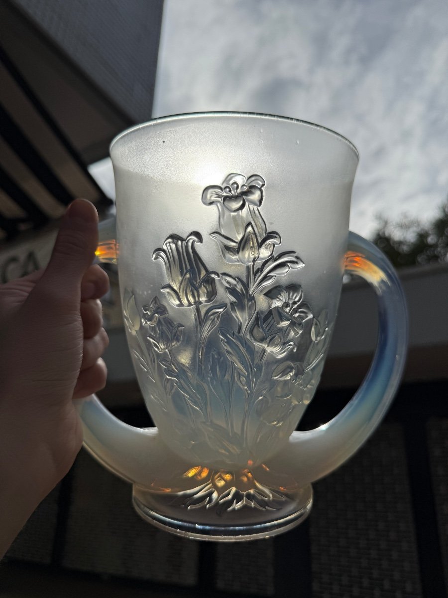 Opalescent Vase De Verlys Art Deco 1930-photo-4