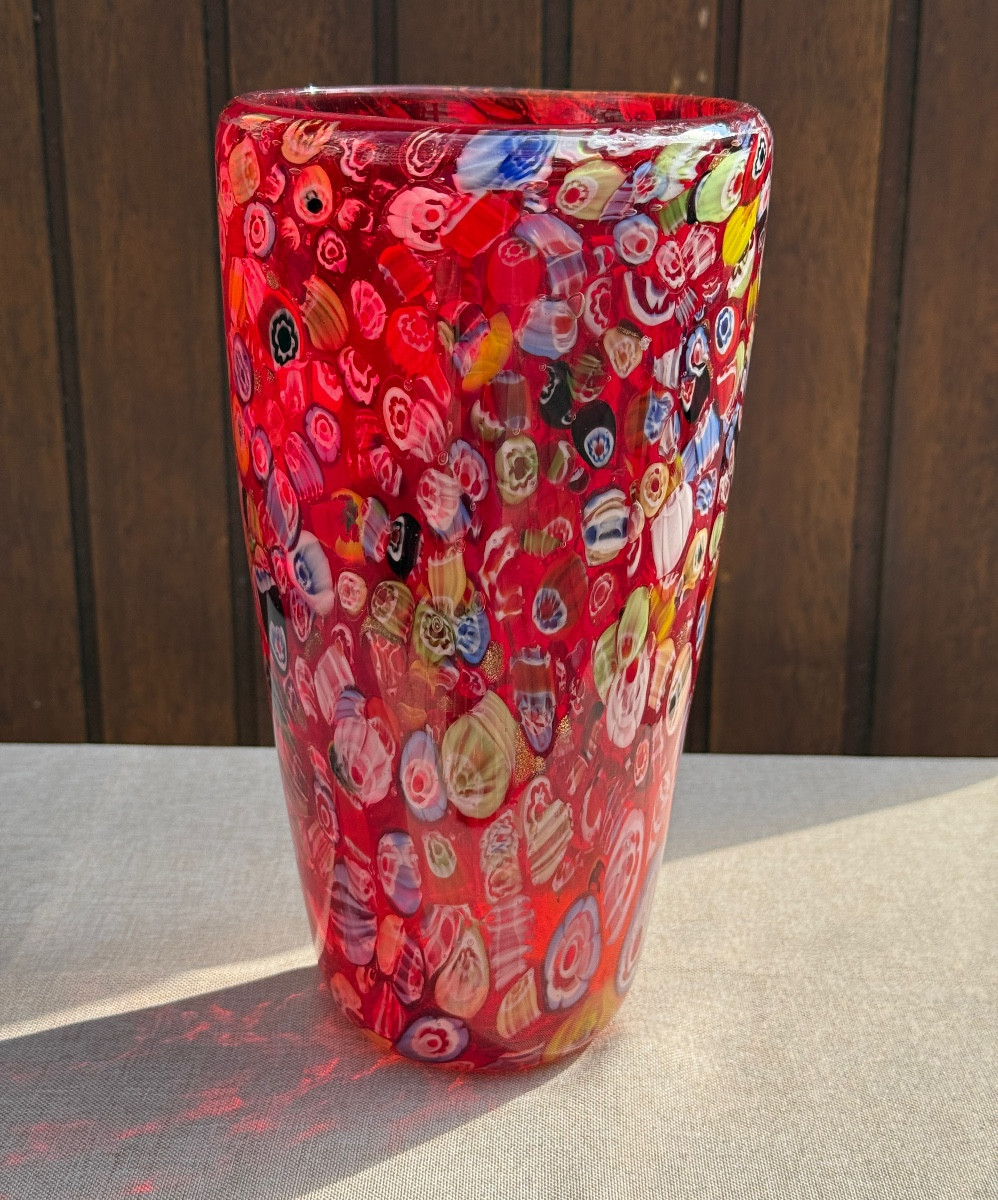 Vase Rouge A.v.e.m Arte Vetraria Muranese Giulio Radi 1940