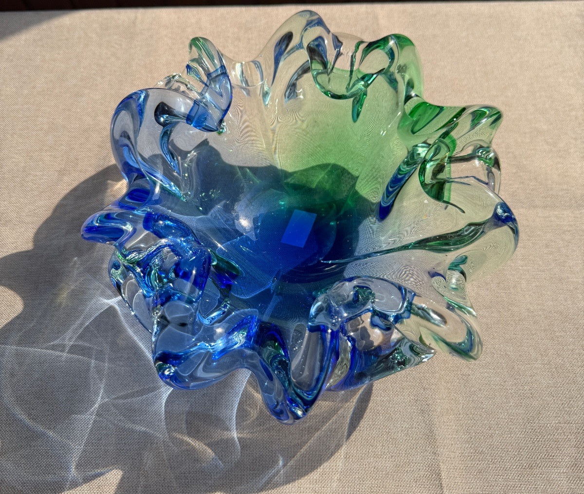 Empty Pocket / Blue Green Centerpiece Signed Murano 1960  