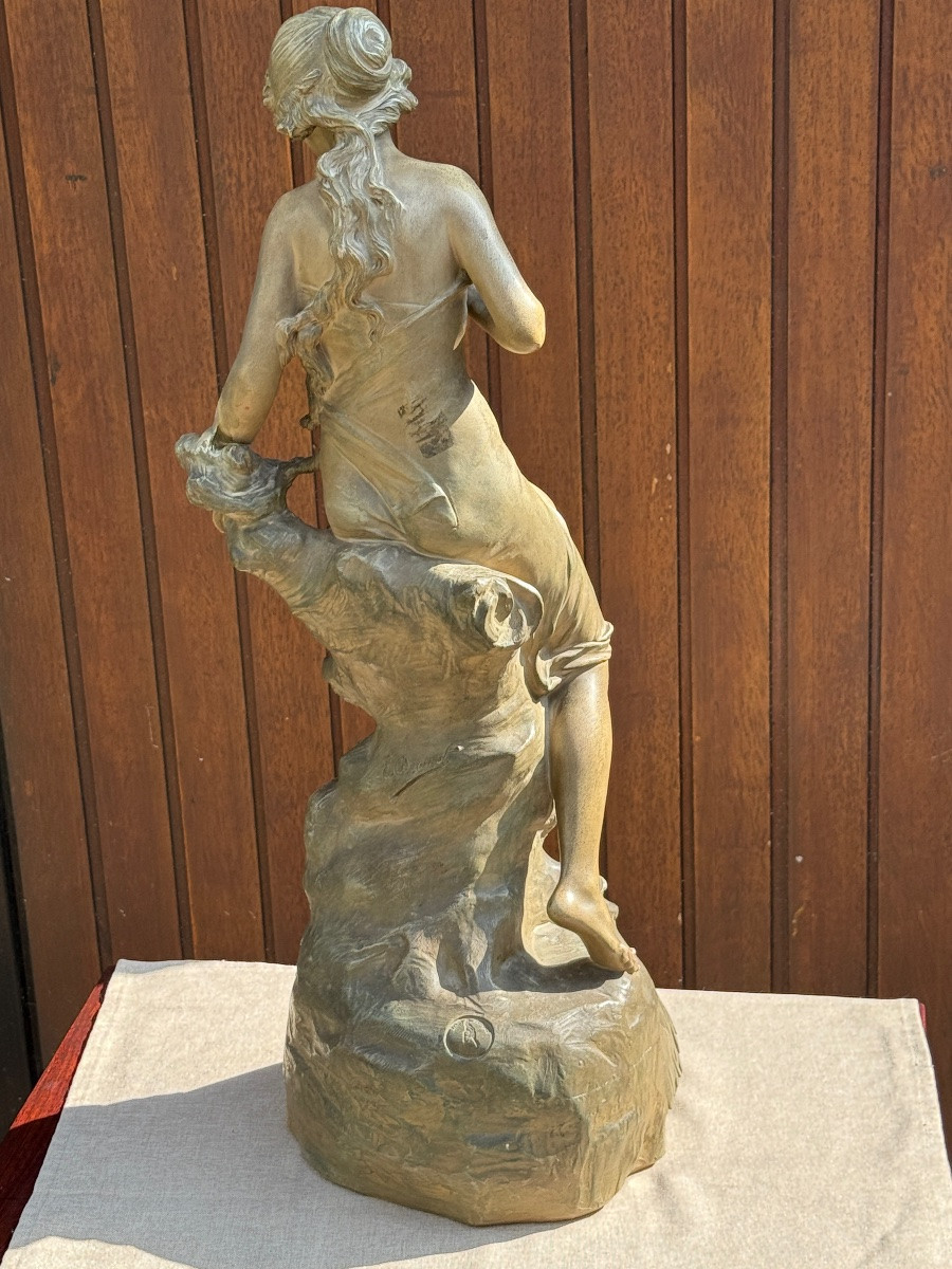 Large Terracotta Sculpture Signed Edouard Drouot Art Nouveau 1900-photo-2