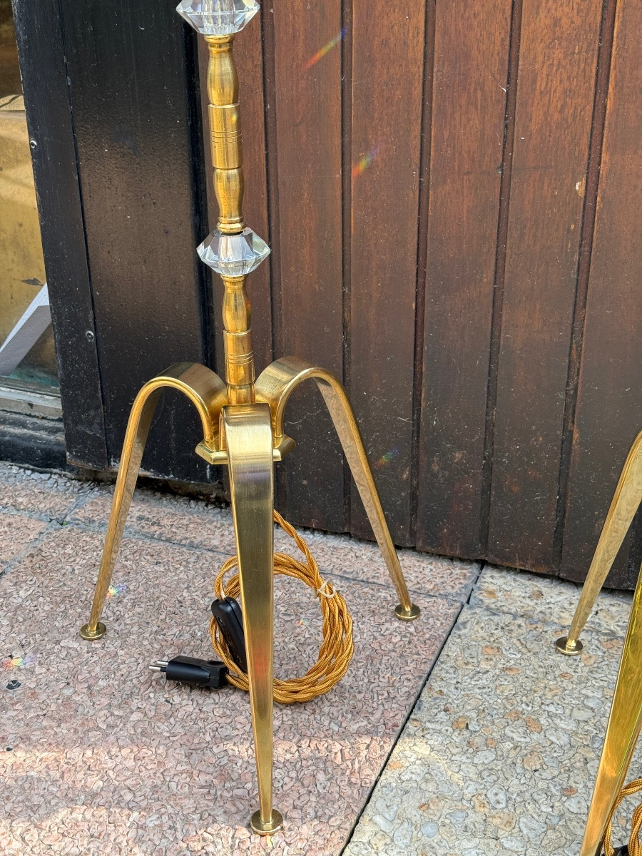 Pair Of French Floor Lamps In Solid Brass  Attributed To Maison Baguès 1950-photo-3