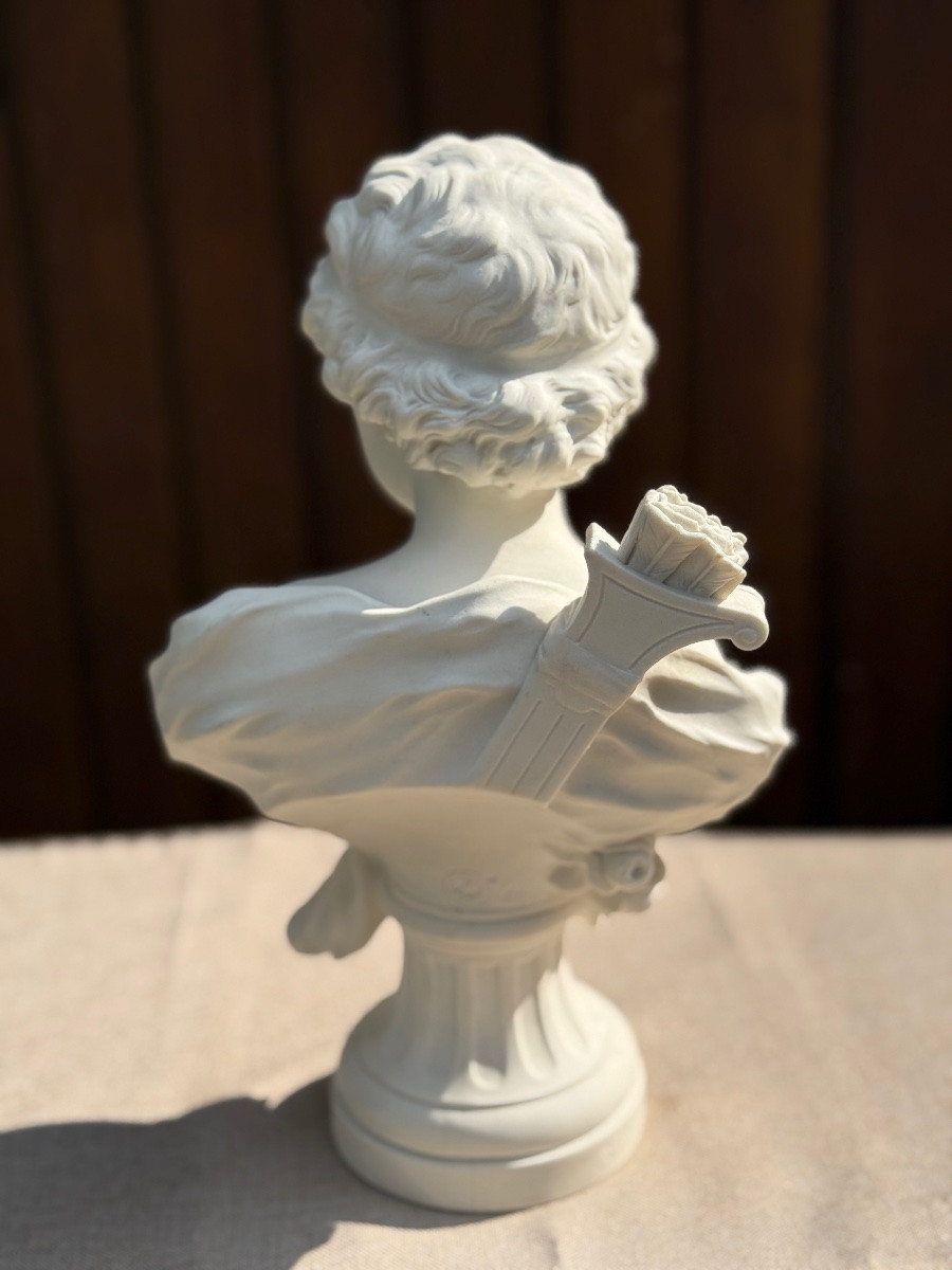 Bust Of Cupid Signed Agathon Leonard In Biscuit Done By Sevres-photo-2