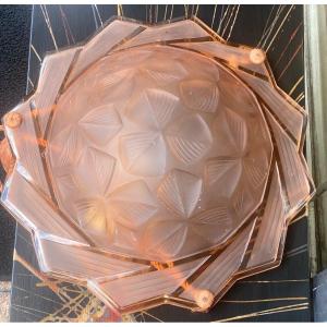 Art Deco Ceiling Lamp 1920 - Pink Geometric Pattern