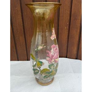 Tall Montjoye Enameled Legras Vase Art Nouveau 1900