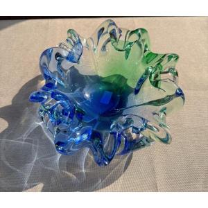 Empty Pocket / Blue Green Centerpiece Signed Murano 1960  