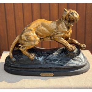 Sculpture Tigre En Furie Signé Thomas François Cartier ART NOUVEAU 1900