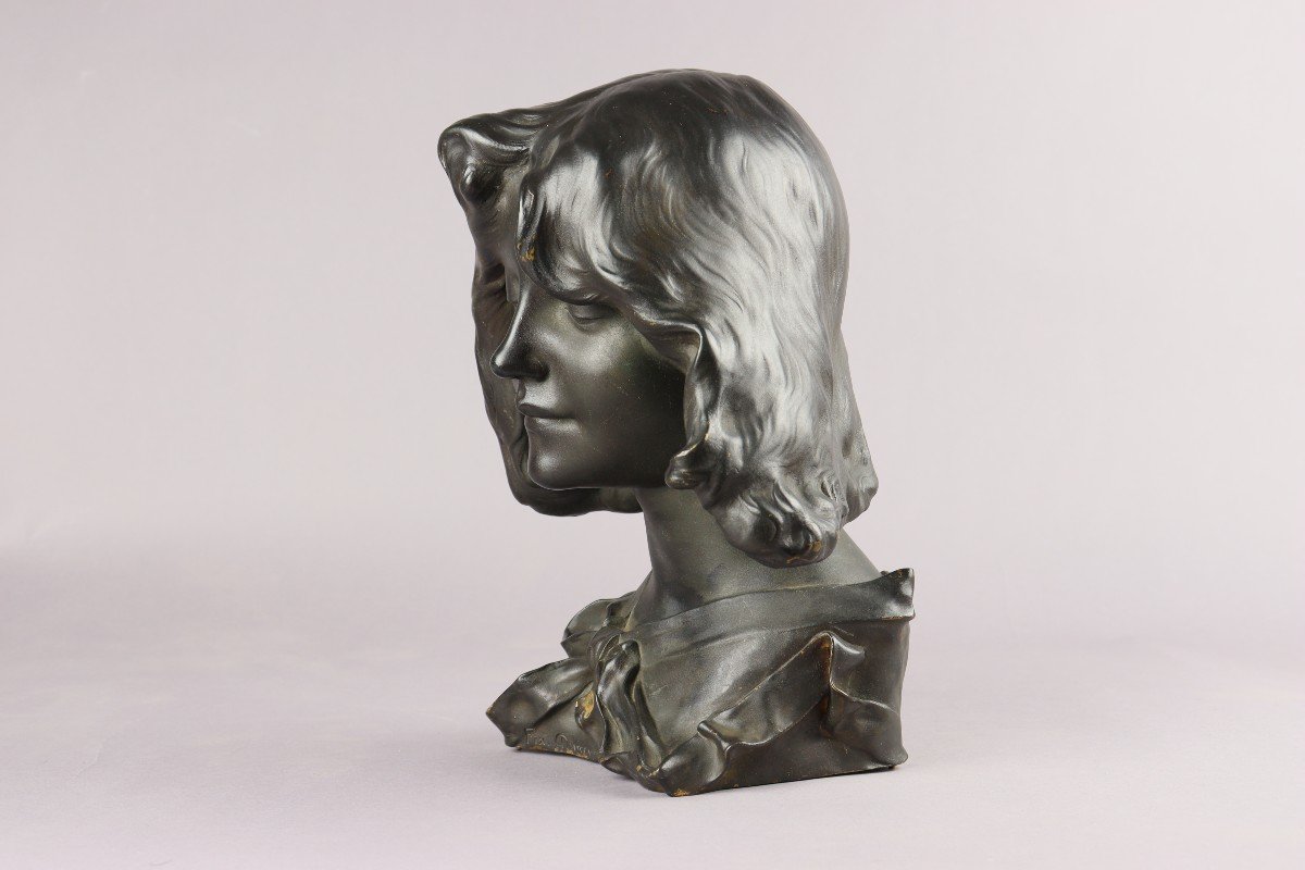 Bust Of Young Woman By Pierre-felix Fix Masseau-photo-3