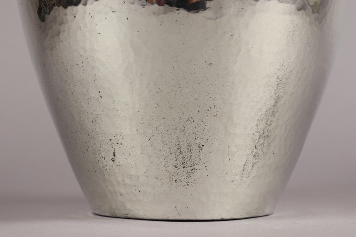 Vase En Métal Argenté Par Jean Després-photo-4