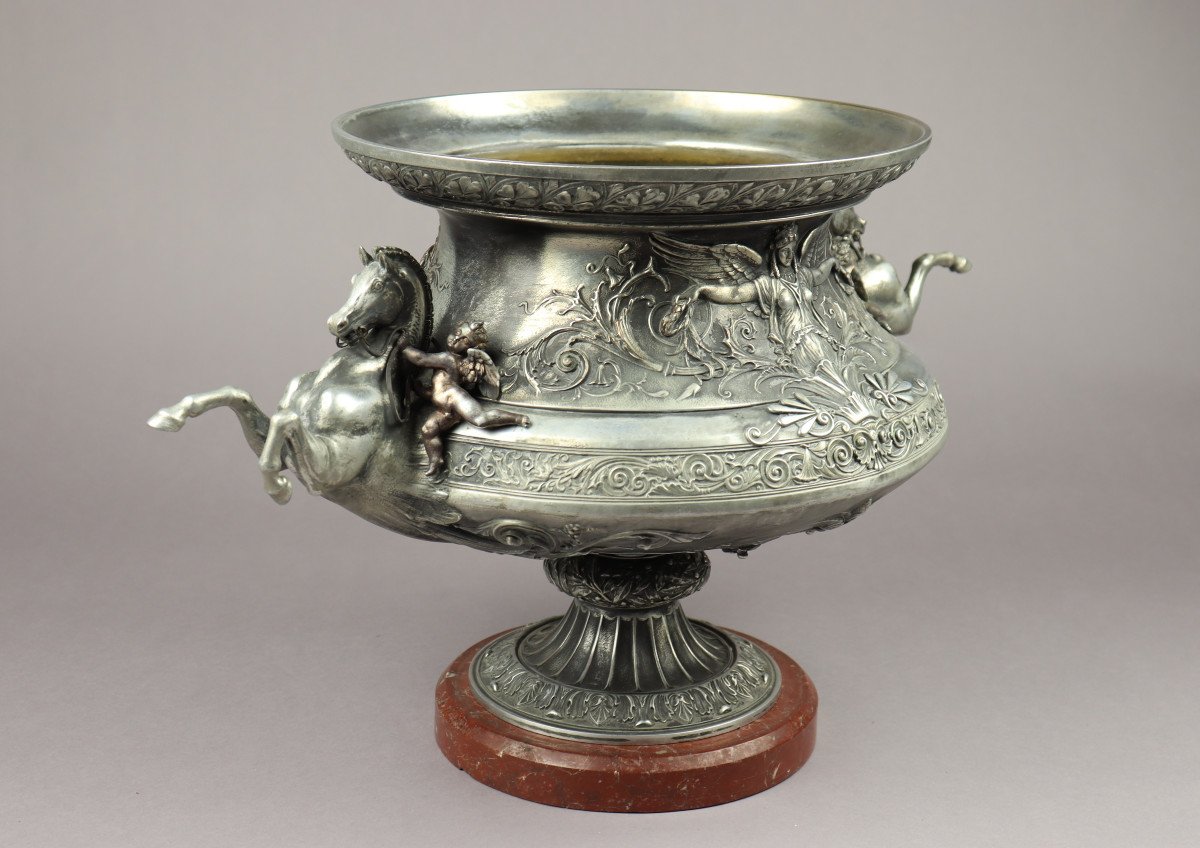 Large Silver Metal Cup By The Fanniere Brothers-photo-4