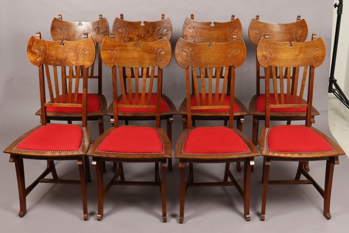 Set Of Eight Chairs By Gustave Serrurier-bovy-photo-2