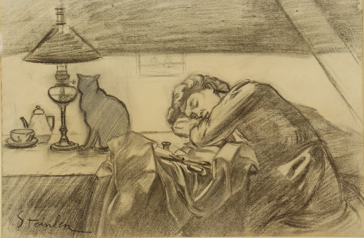 Asleep At Work, By Théophile Alexandre Steinlen-photo-3