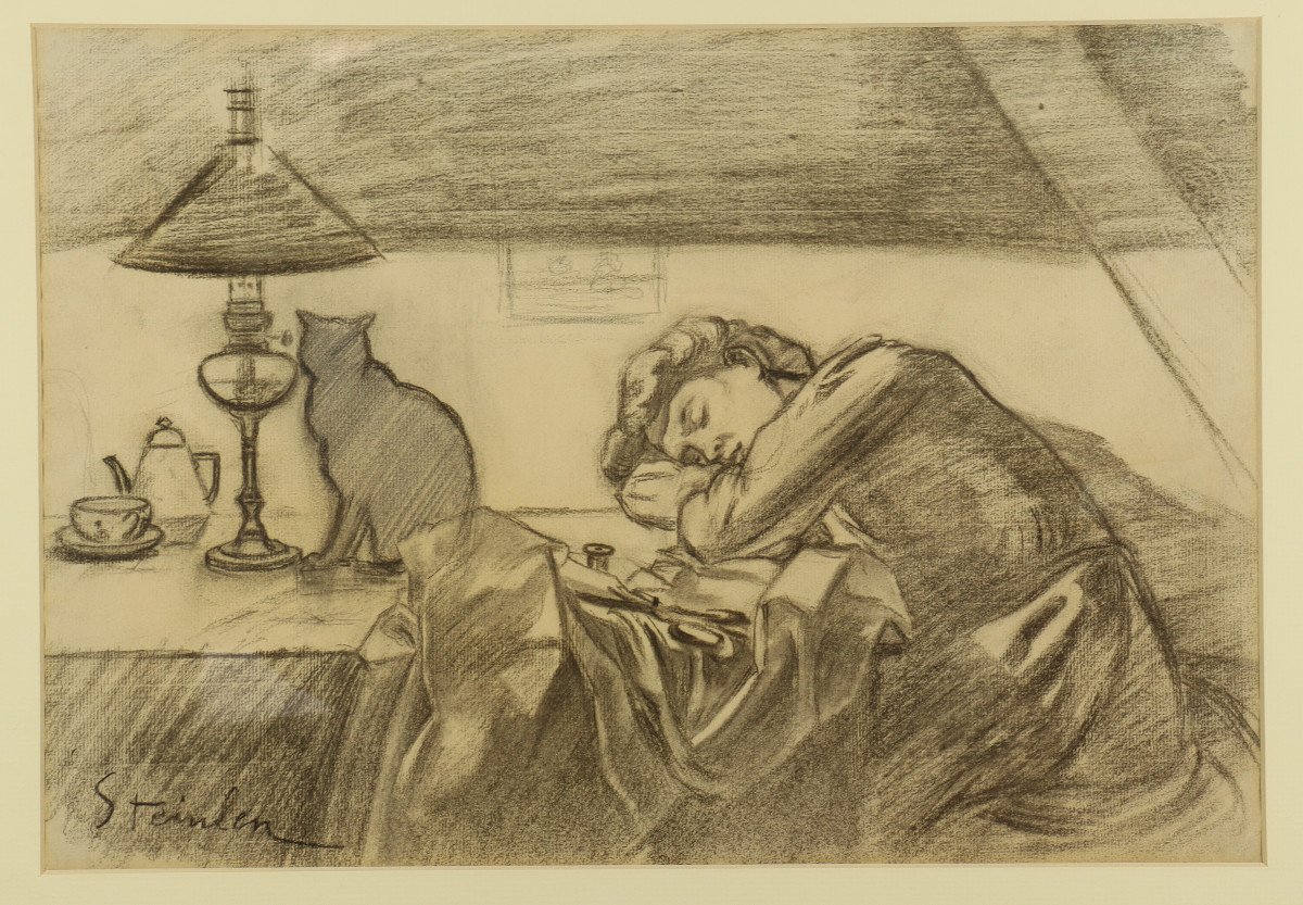 Endormie à l'Ouvrage, Par Théophile Alexandre Steinlen