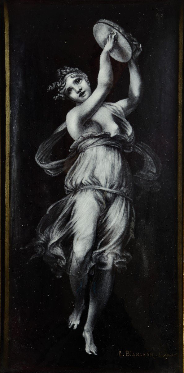 Terpsichore, Painted Enamel By Ernest Blancher-photo-3