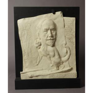 Bas-relief Of Steinlen By Thomas Cartier