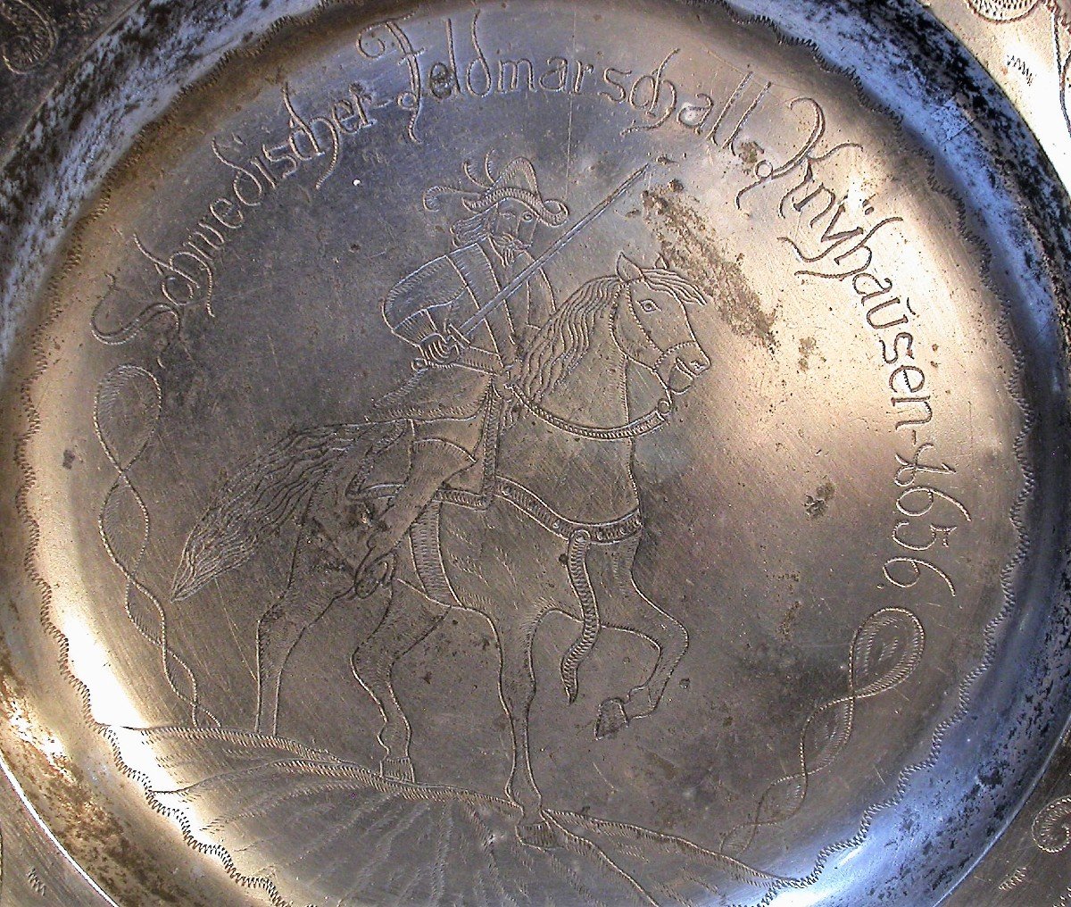 Engraved Pewter Dish - Heilbronn (southern Germany), 19th Century