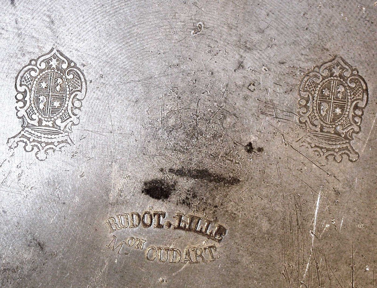 Pewter Dedicatory Dish (tin) - Lille, 19th Century-photo-2