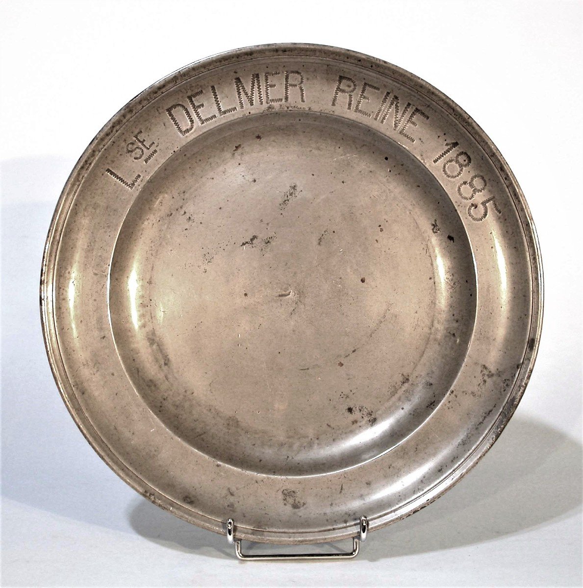 Pewter Dedicatory Dish (tin) - Lille, 19th Century-photo-3