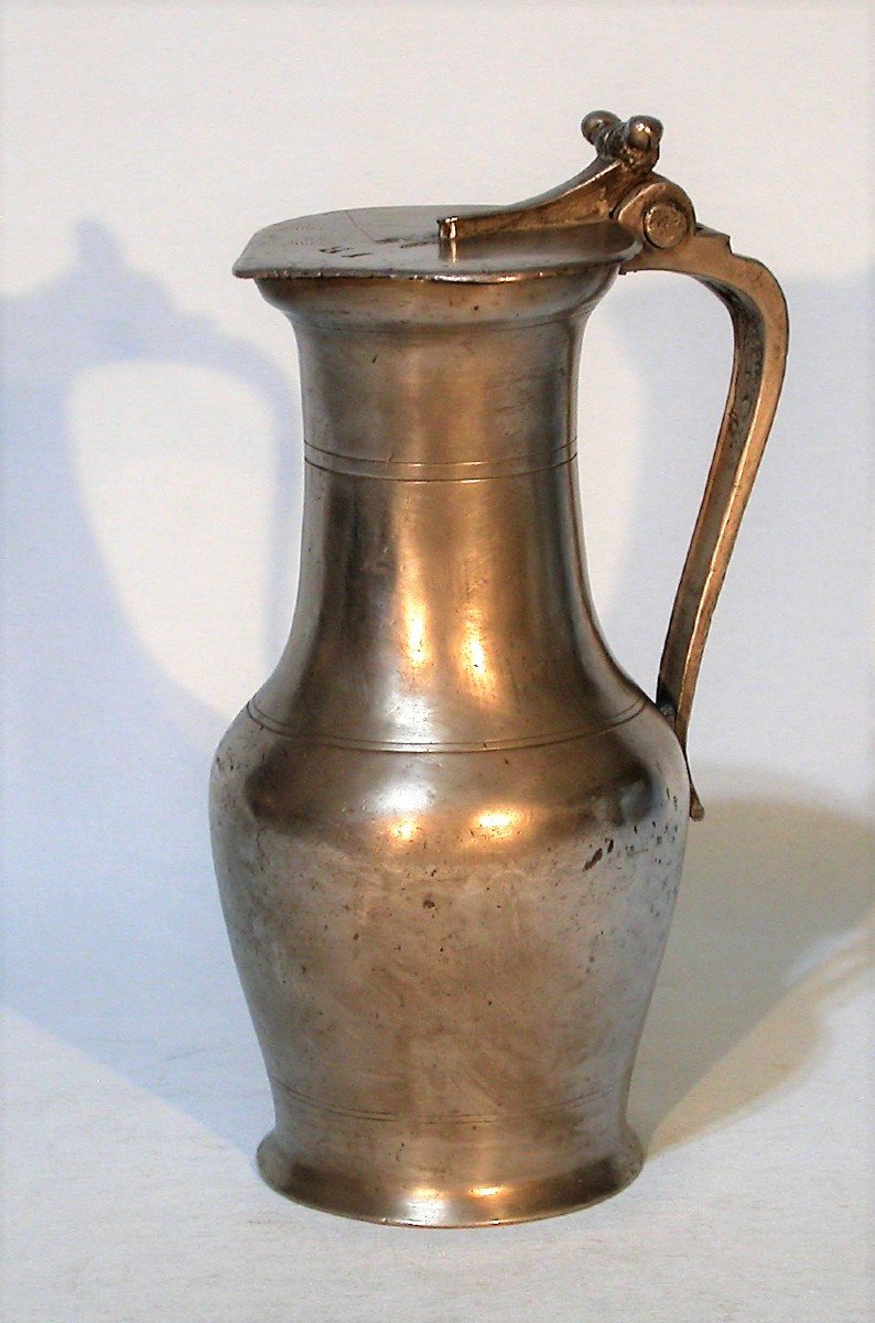 Pewter Wine Pitcher (tin) - Essoyes (champagne), 18th Century-photo-5