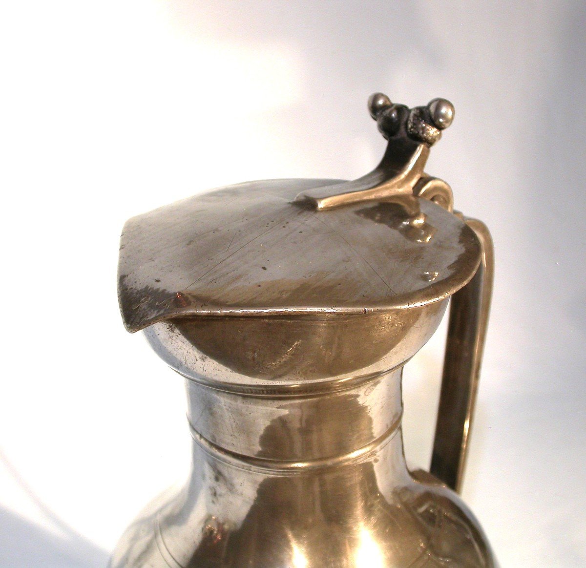 Large Pewter Wine Pitcher  - Valais, 19th Century-photo-1