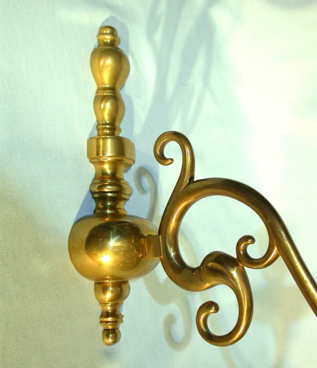 Set Of Three Brass Sconces-photo-2