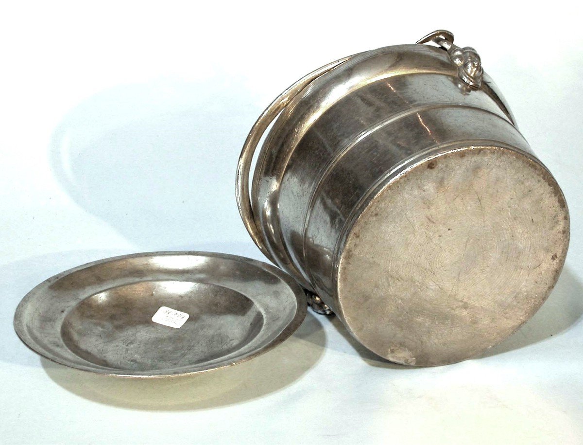 Pewter Dinner Holder  - Clamecy, 19th Century-photo-2
