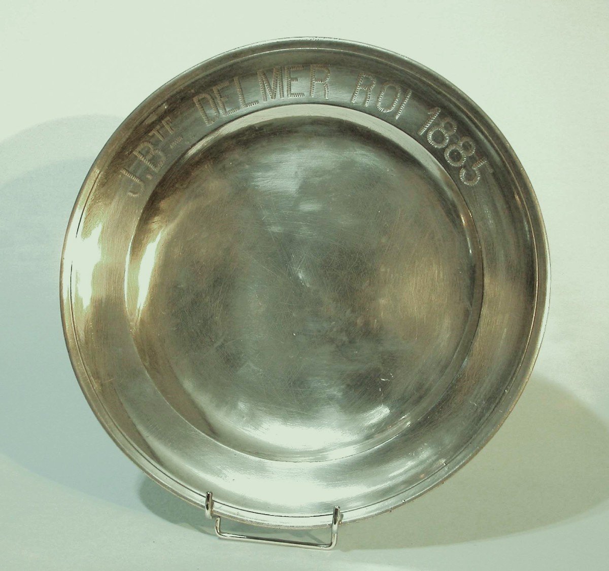 Dedicatory Dish In Tin (tin) - Lille, 19th Century-photo-5