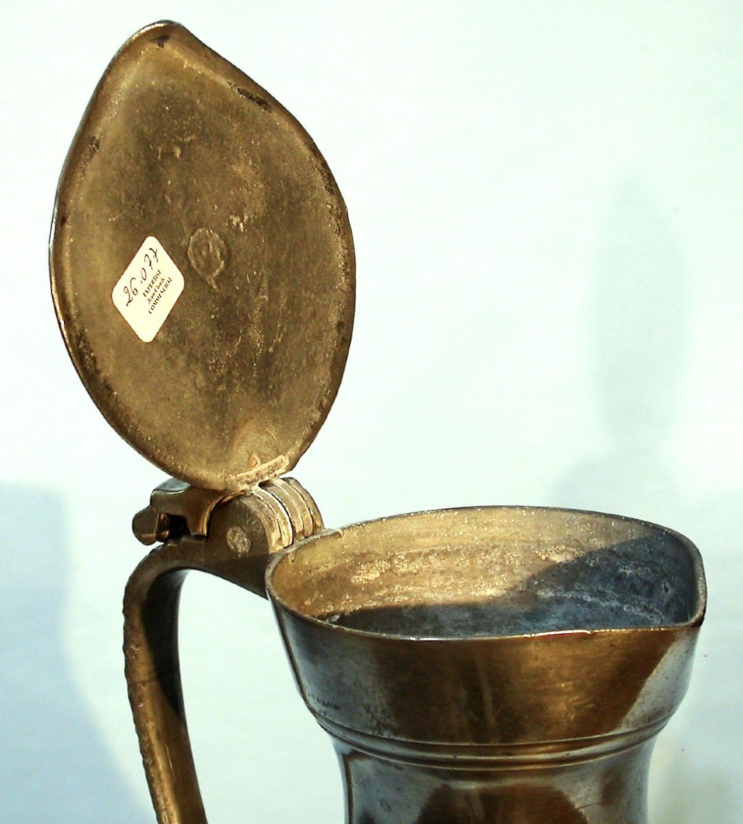 Very Beautiful Pewter Wine Pitcher - Etampes, 18th Century-photo-2