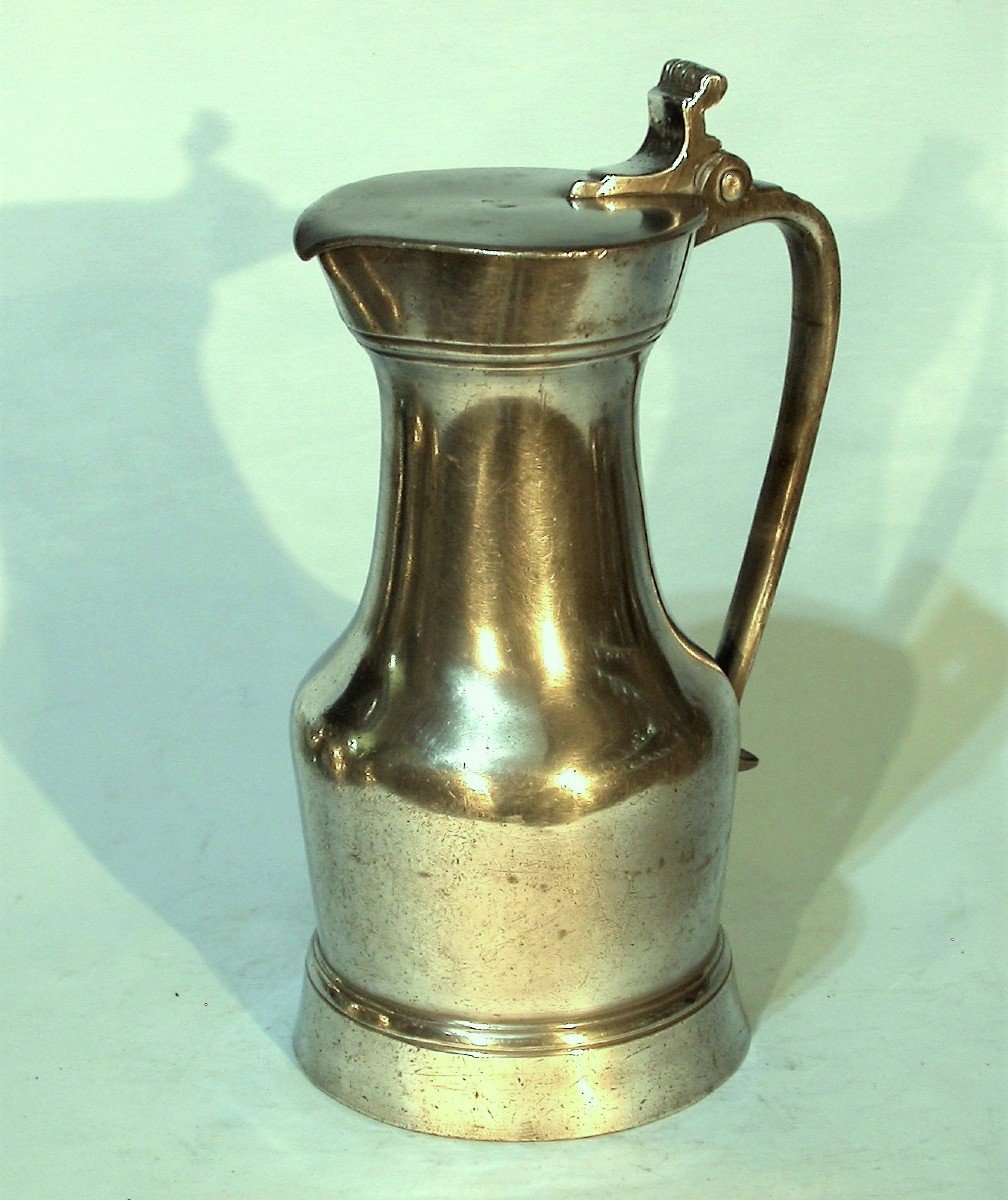 Very Beautiful Pewter Wine Pitcher - Etampes, 18th Century-photo-5