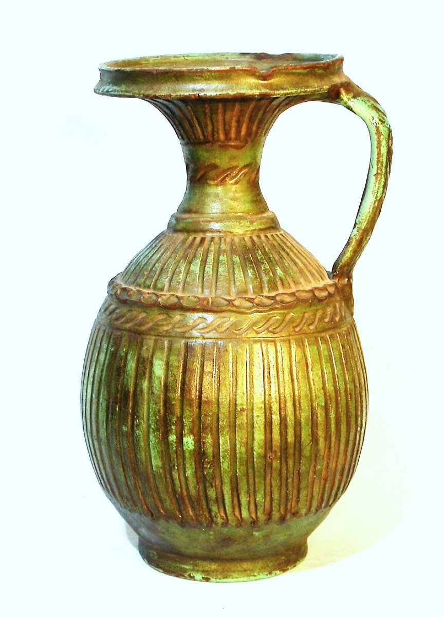 "ghorraf" - Large Varnished Earth Jug - Morocco, Circa 1900-photo-4