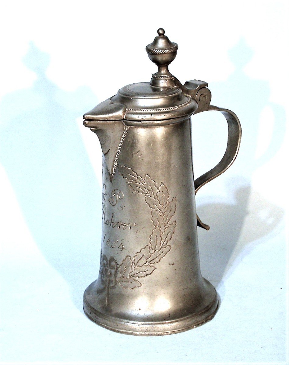 Pewter Pitcher  - Rheineck (switzerland), 19th Century-photo-6