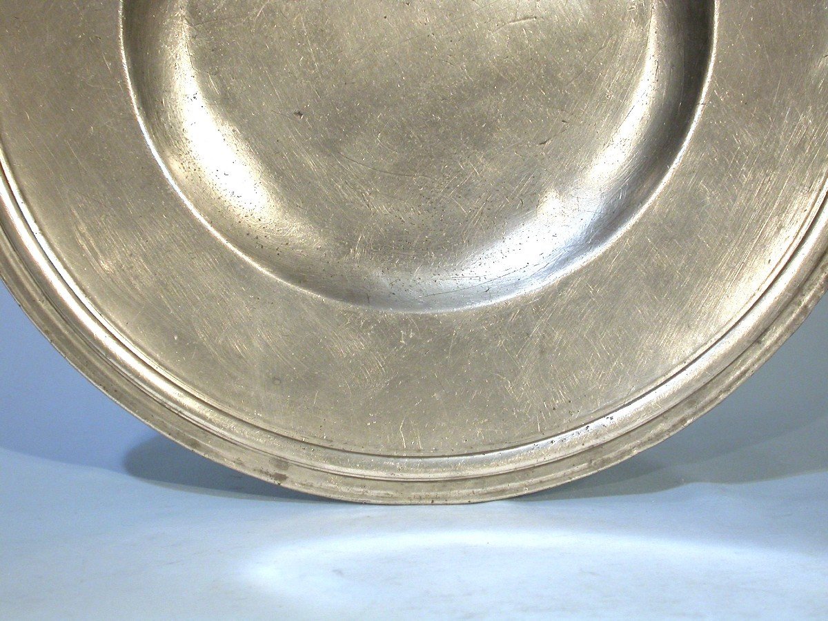 Very Rare Pewter Dish  - Saint Etienne, Circa 1700-photo-3