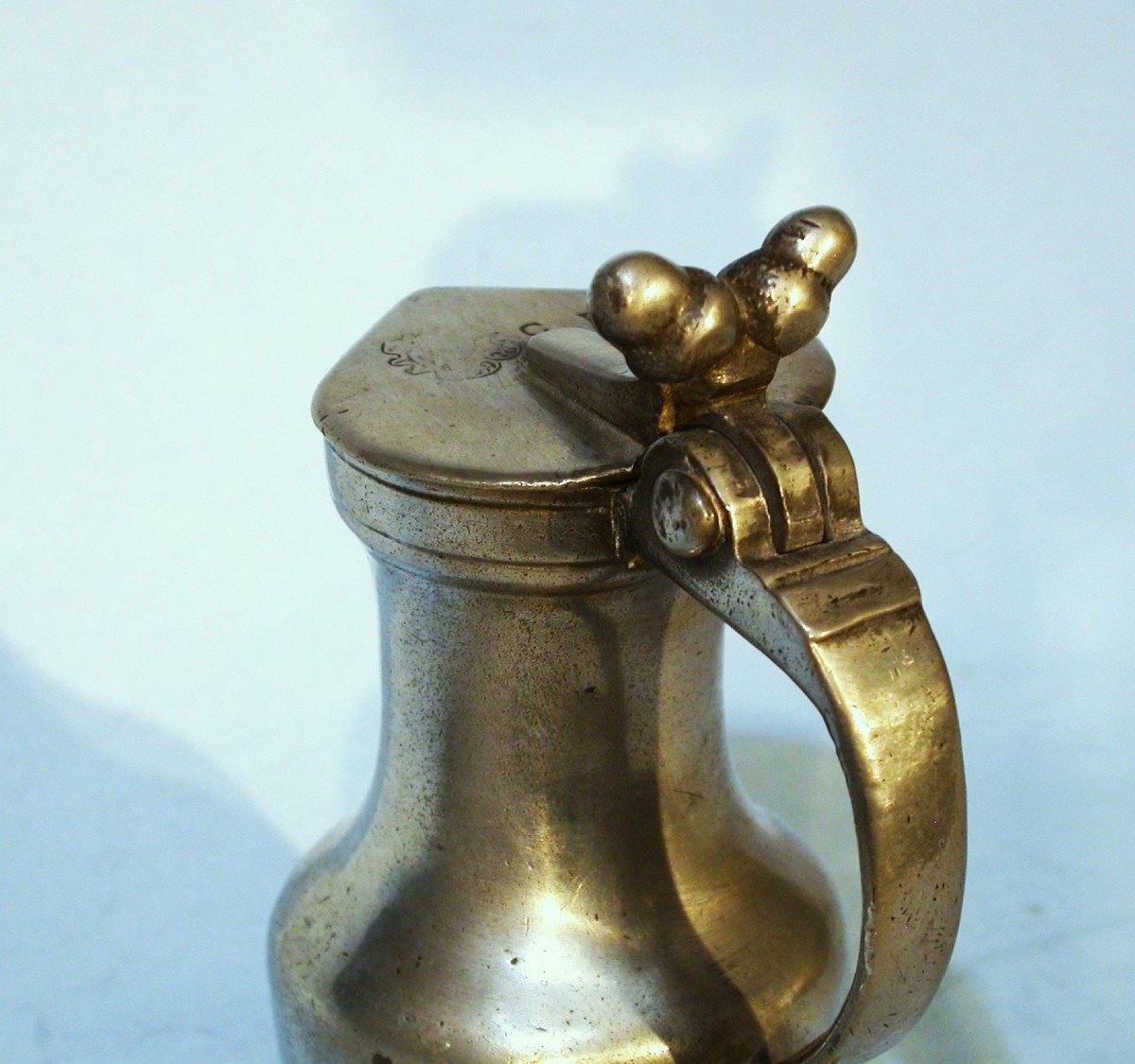 Small Pewter Wine Pitcher  - Lisieux, 18th Century-photo-3