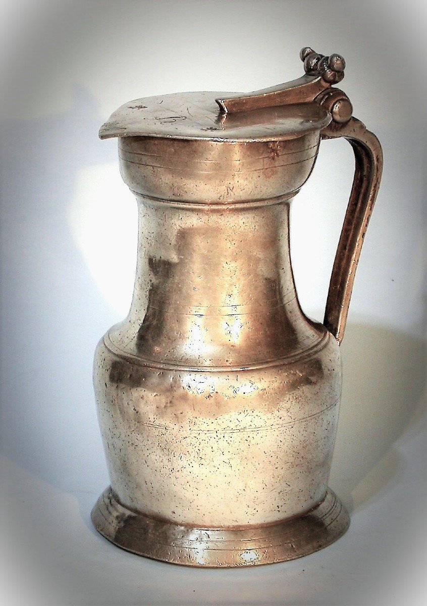 Rare Pewter Wine Pitcher  - Nîmes, Circa 1700-photo-3