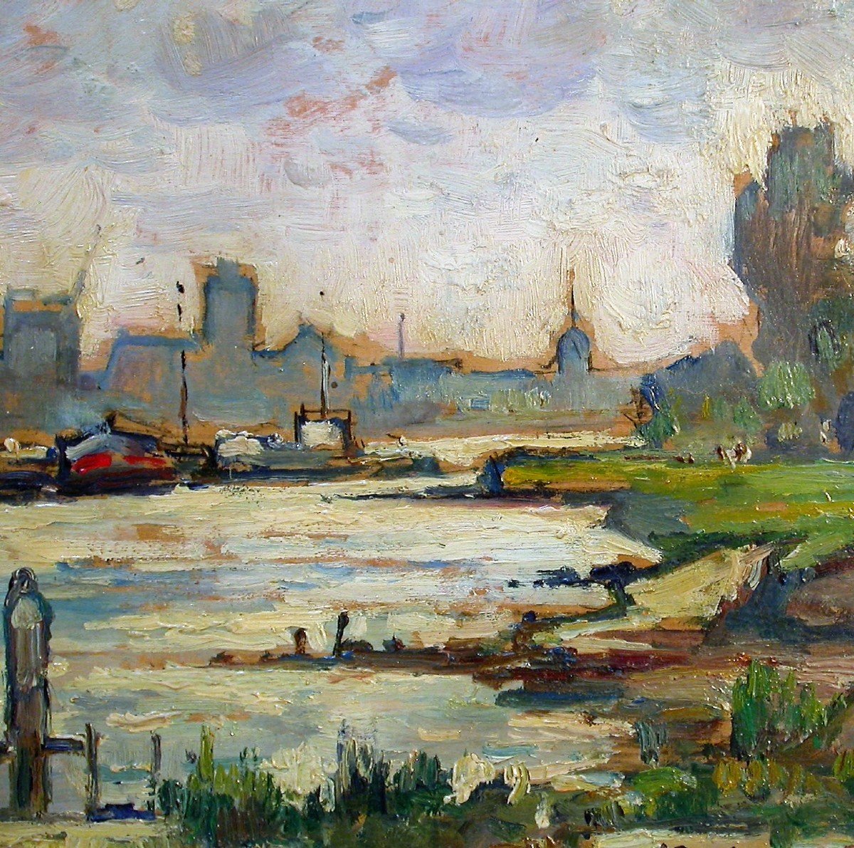 LA MEUSE À DORDRECHT - TABLEAU DE MARCEL PARTURIER-photo-2