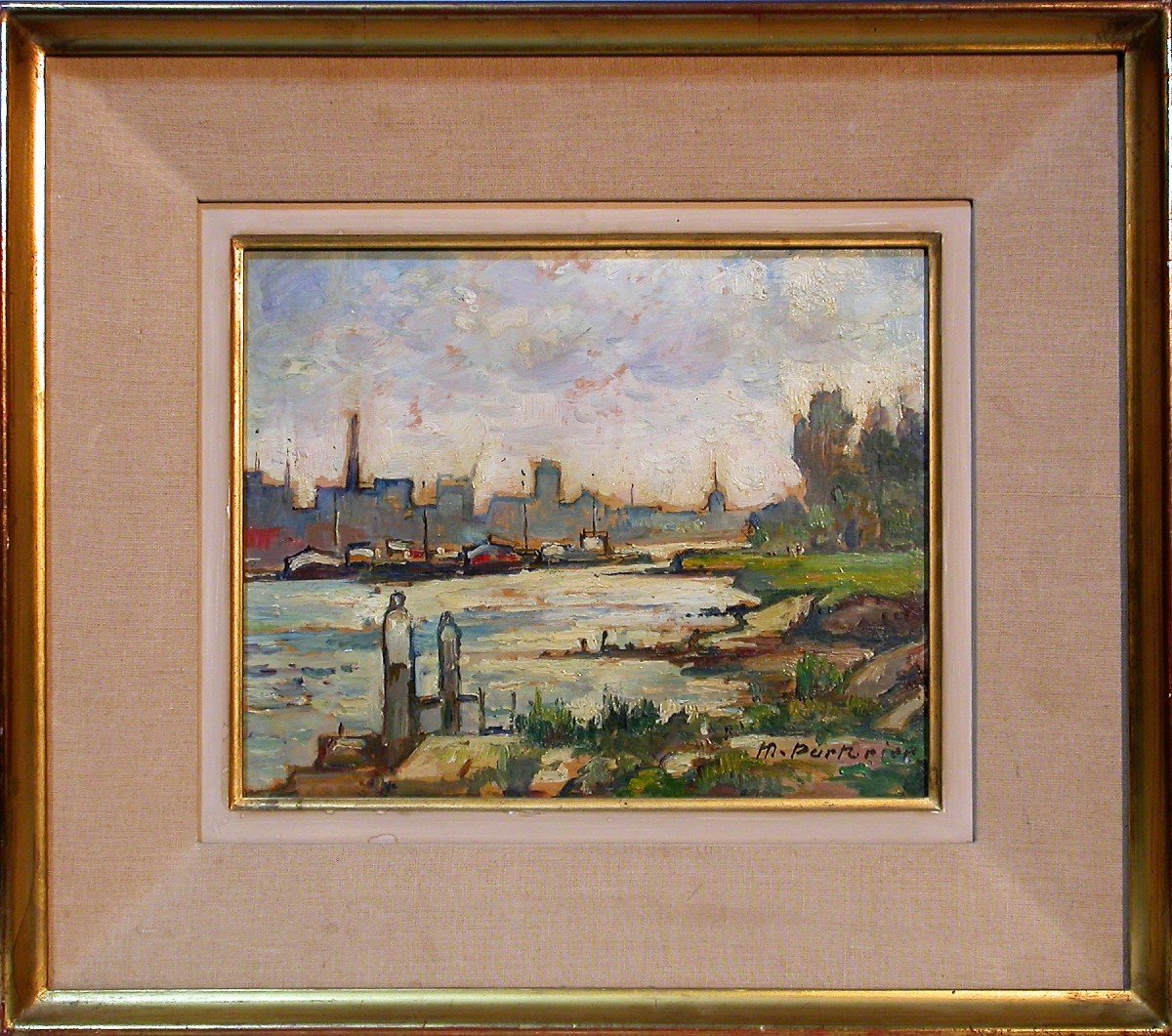 LA MEUSE À DORDRECHT - TABLEAU DE MARCEL PARTURIER-photo-6