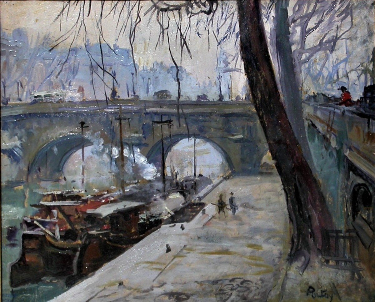 Painting By Henri Pontoy - The Quai Conti-photo-6