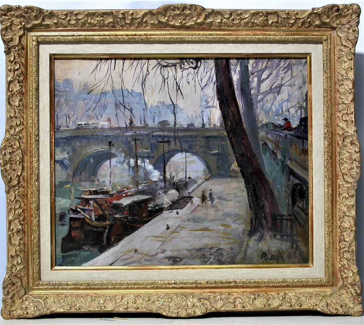 Painting By Henri Pontoy - The Quai Conti