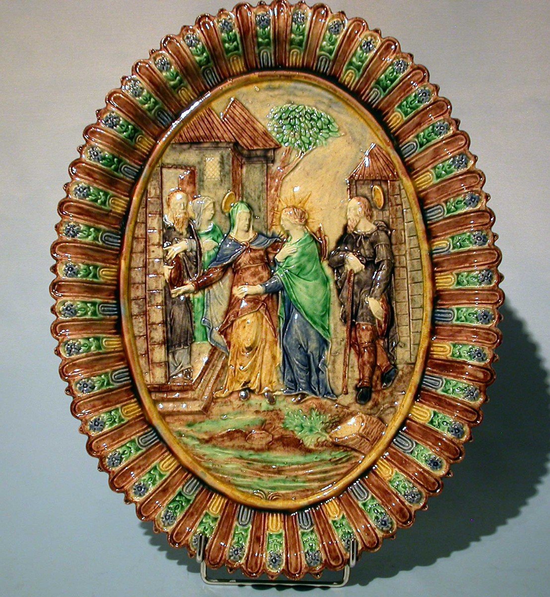 Glaze-plated Earth "suite De Palissy" - St Joseph And Ste Anne ...-photo-2