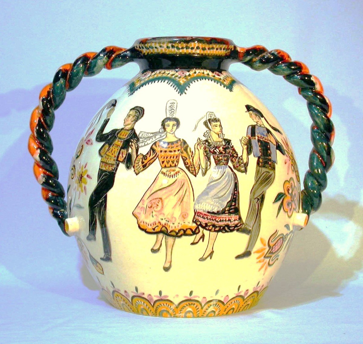 Quimper Earthenware Vase-photo-3