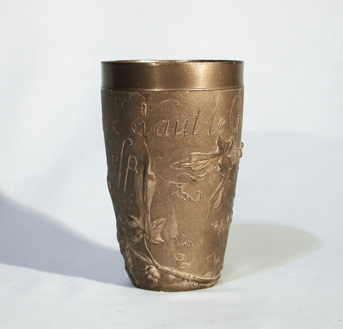 Pewter Cup By Jules Brateau, End Of The 19th Century-photo-2